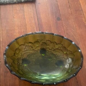 Vintage Indian Glass Elegant Green Glass Bowl